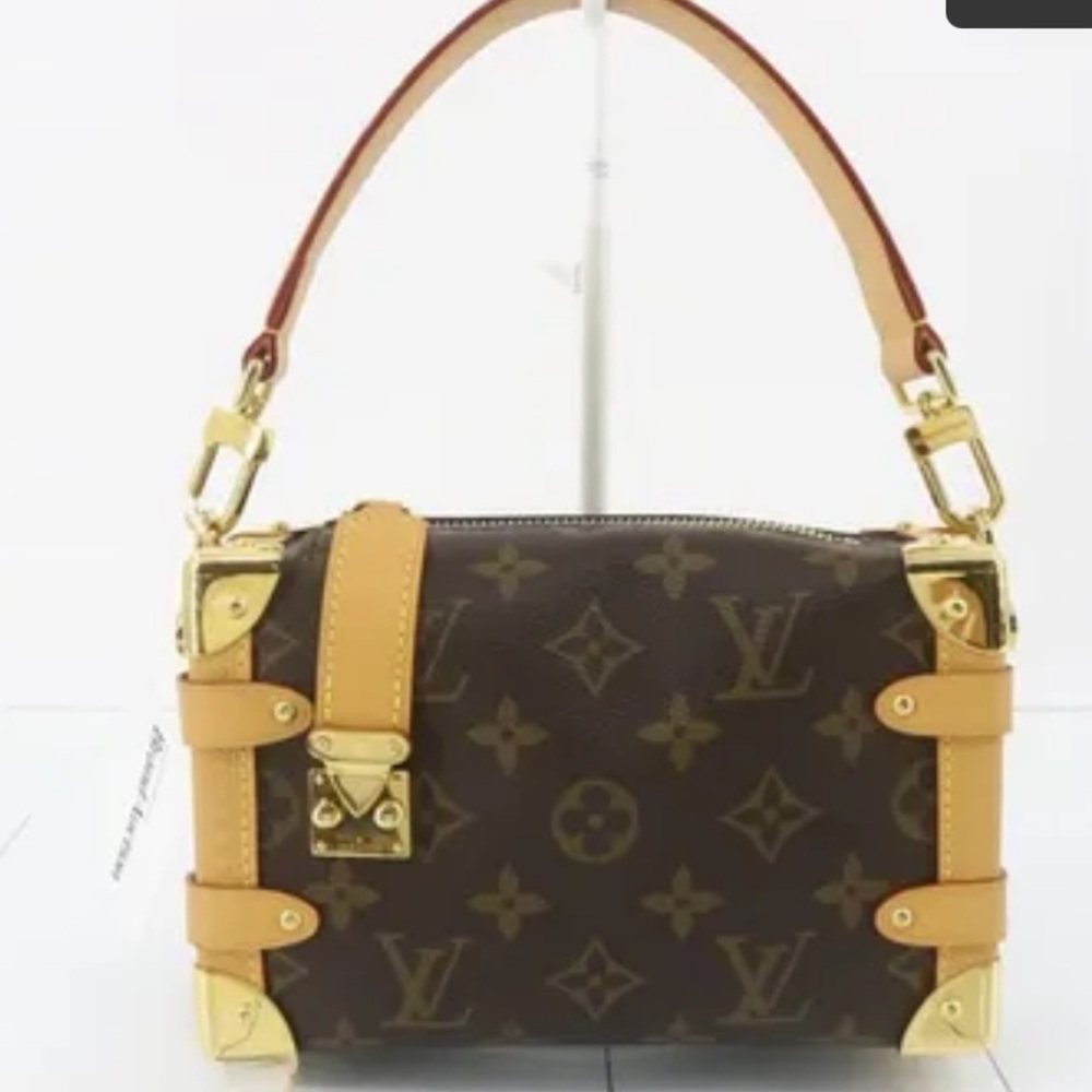 LOUIS VUITTON Side Trunk PM Monogram Canvas Tote Shoulder/Crossbody Bag Brown